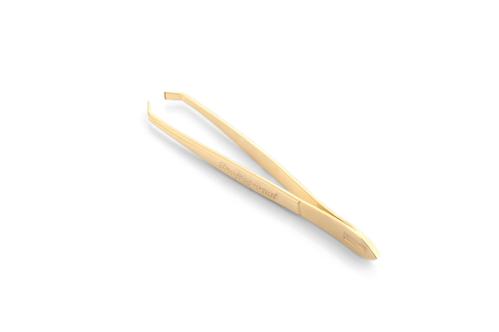 Gold: Stainless Steel Professional Slanted Tip Tweezers Best Shaped Precision Grip Made In Germany Eyebrows Eyelashes Extensions Chin Cheek Face Facial Splinter Ingrown H