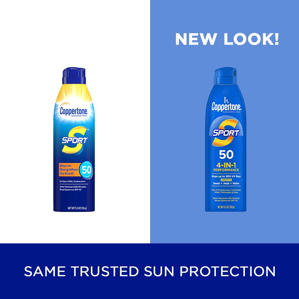 Sport Sunscreen Spray SPF 50, Water Resistant Spray Sunscreen, Broad Spectrum SPF 50 Sunscreen, Bulk Sunscreen Pack, 5.5 Oz Bottle, Pack of 3
