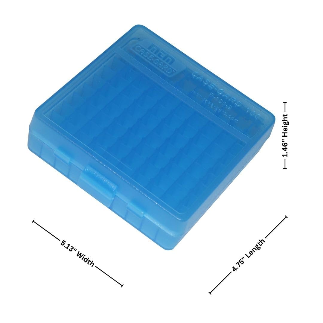 Case-Gard P-100 Series Small Handgun Ammo Box, 100 Round, Clear Blue-5 x 5 x 5 inches