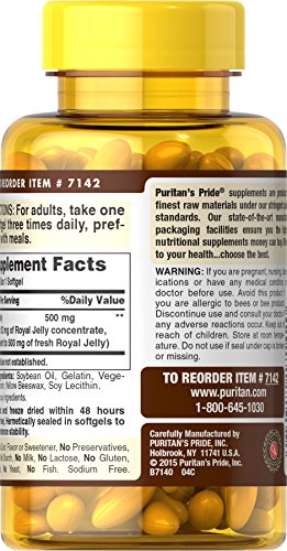 Puritan's Pride Royal Jelly 500 mg 120 Softgels