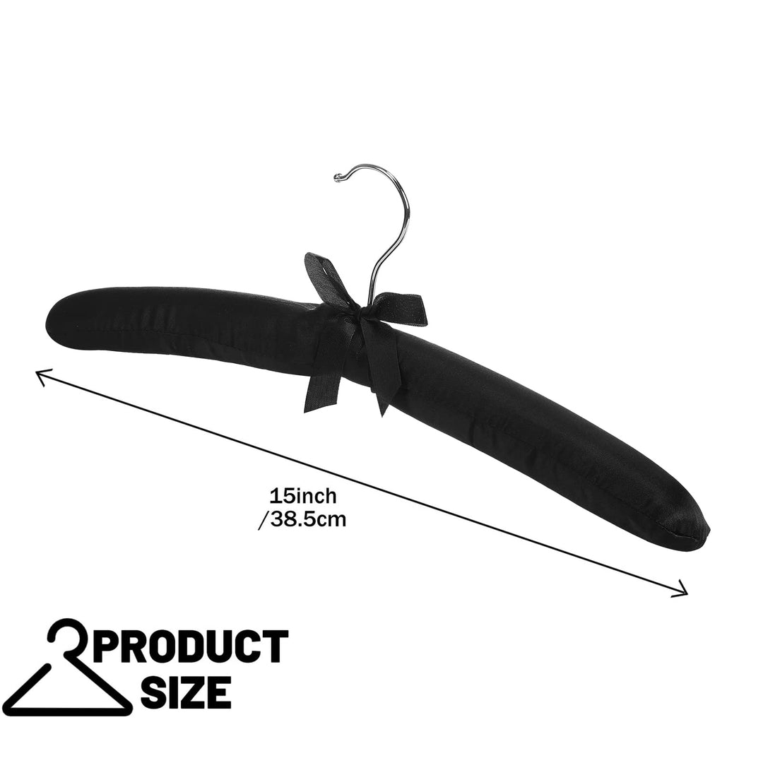 24 Pieces Satin Padded Hangers Satin Hangers with Anti-Rust Swiveling Hook Shoulder Hangers for Hanging Dresses, Sweaters, Suits and More (Black)