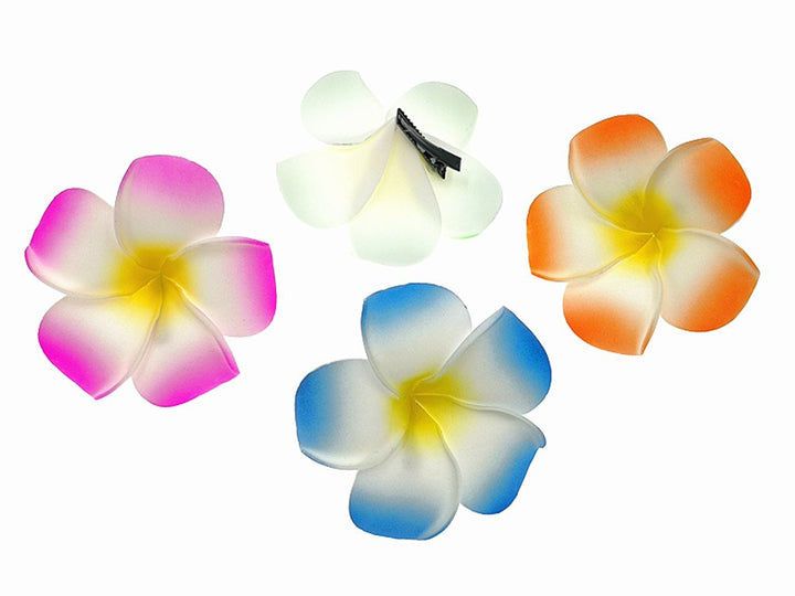 Hawaiian Plumeria Rubra Hair Clip,Foam Artificial Tropical Flower Hairpin Barrette Hair Accessories for Luau Beach Party(12pcs with 6 Colors)