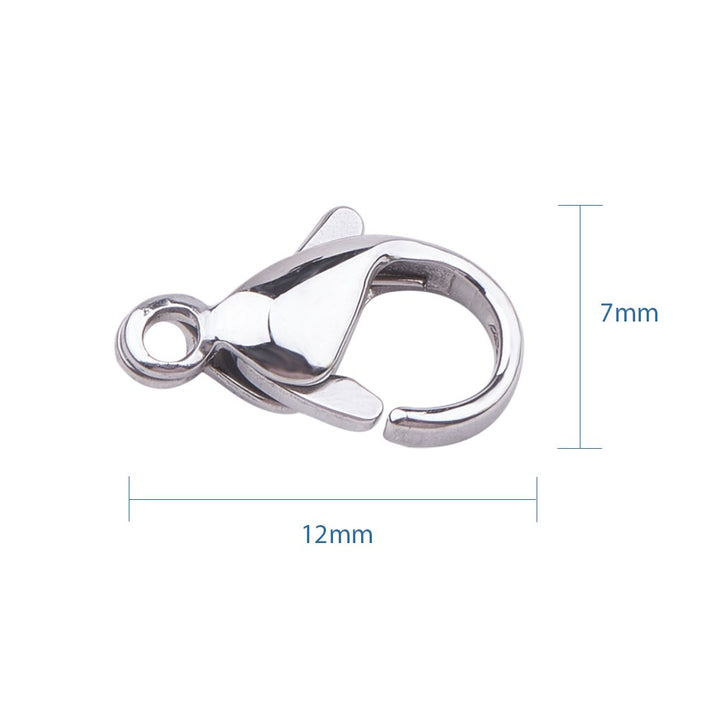 100pcs Lobster Claw Clasps Grade A 304 Stainless Steel Jewelry Lobster Clasp Fastener Hook Clasps for Necklaces Bracelet Jewelry Making 12x7mm