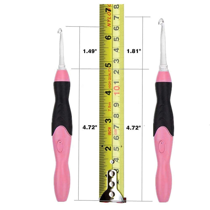 Lighted Crochet Hooks,11 Size Interchangeable Heads 2.5mm to 8.0mm with Ergonomic Grip Handles,USB Rechargeable LED Lighted Crochet Hooks Complete Set for Arthritic Hands (Red)