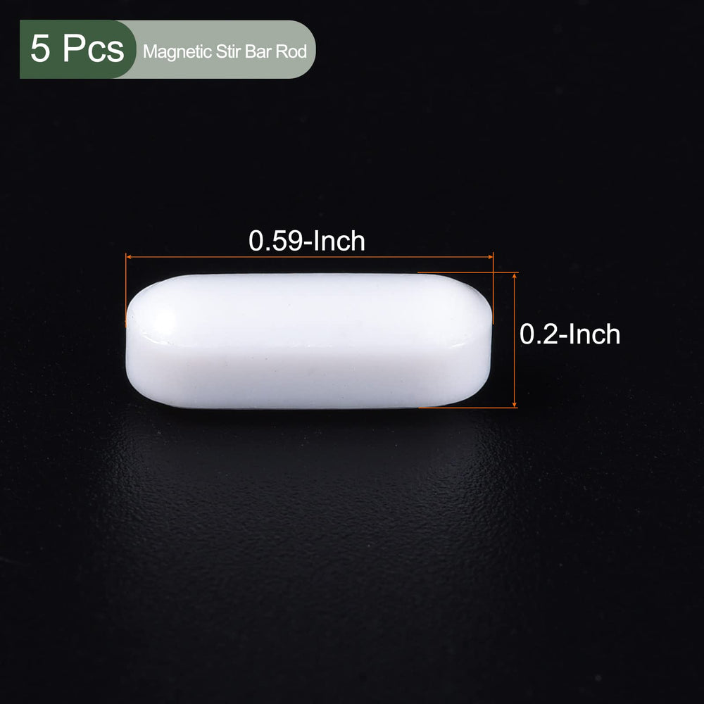 5 Pcs Magnetic Stir Bar, PTFE Coated Cylinder Type Stirrer | Great for Lab Liquid Solution Stirring Mixing(White, 0.59 x 0.2-Inch)