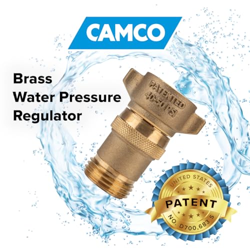 Brass Marine / RV Water Pressure Regulator – Protects RV Kitchen Small Appliances, Plumbing & Hoses – Reduces RV Water Pressure to Safe & Consistent 40-50 PSI – Drinking Water Safe (40055)