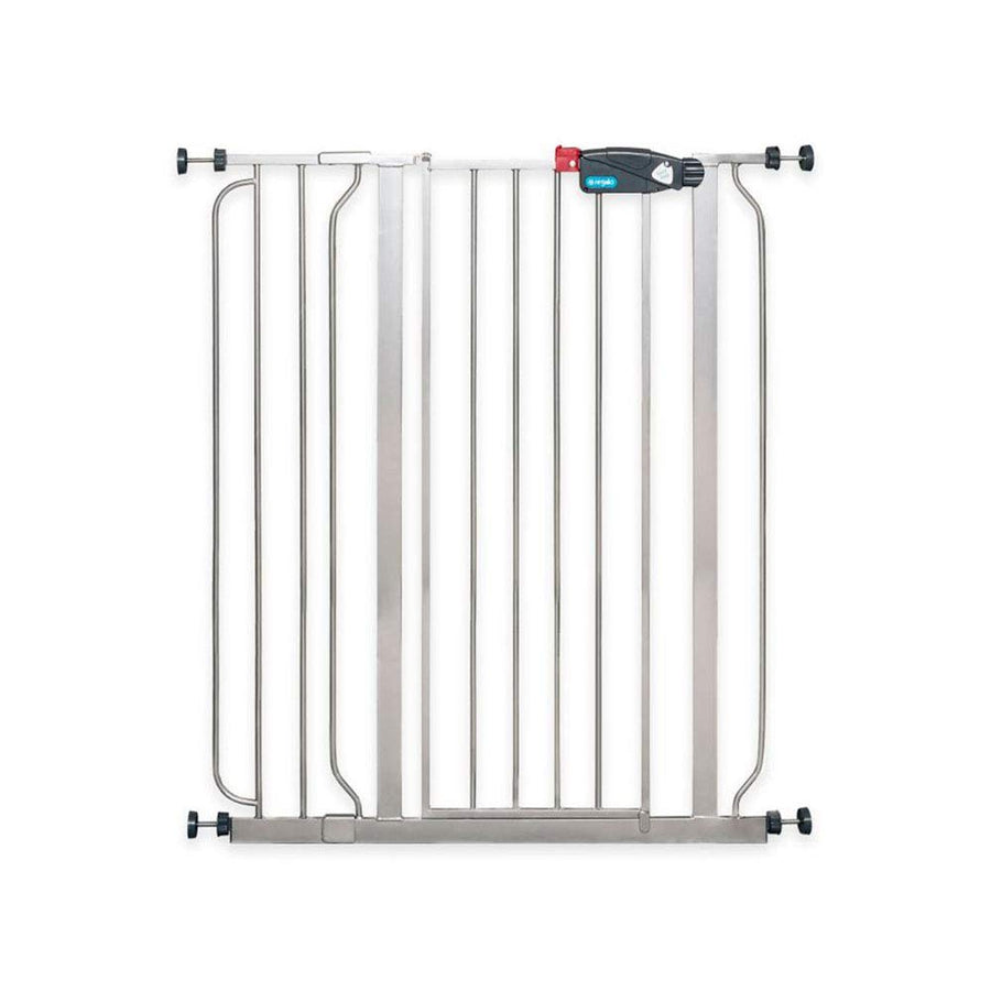 Easy Step Extra Tall Walk Thru Baby Gate, Bonus Kit, Includes 4-Inch Extension Kit, 1 Pack of Pressure Mount Kit and Wall Mount Kit, Platinum