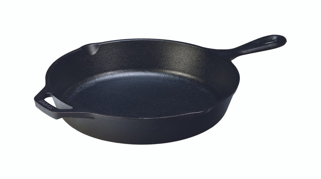Seasoned Cast Iron Skillet - 12 Inch Ergonomic Frying Pan with Assist Handle, black