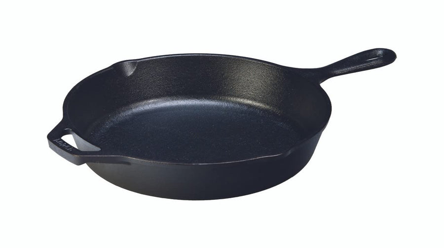 Seasoned Cast Iron Skillet - 12 Inch Ergonomic Frying Pan with Assist Handle, black
