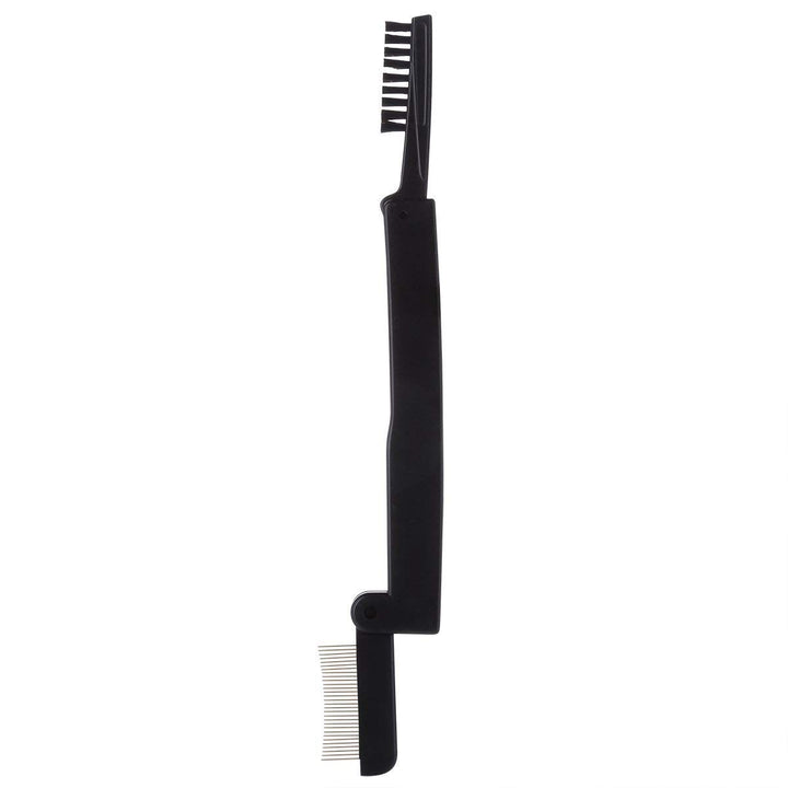Folding Eye Lash Brow Comb Metal Teeth, Dual Sided Eyelash Mascara Applicator, Eyebrow Grooming Tool, Compact Brush For Define Lash & Brow