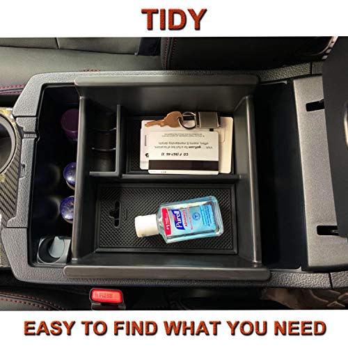 Center Console Organizer Tray Compatible with Toyota 4Runner 2010-2021 2022 2023 2024 and Kia Telluride 2020-2024 Accessories,Insert Armrest Box Secondary Storage ABS Black Materials