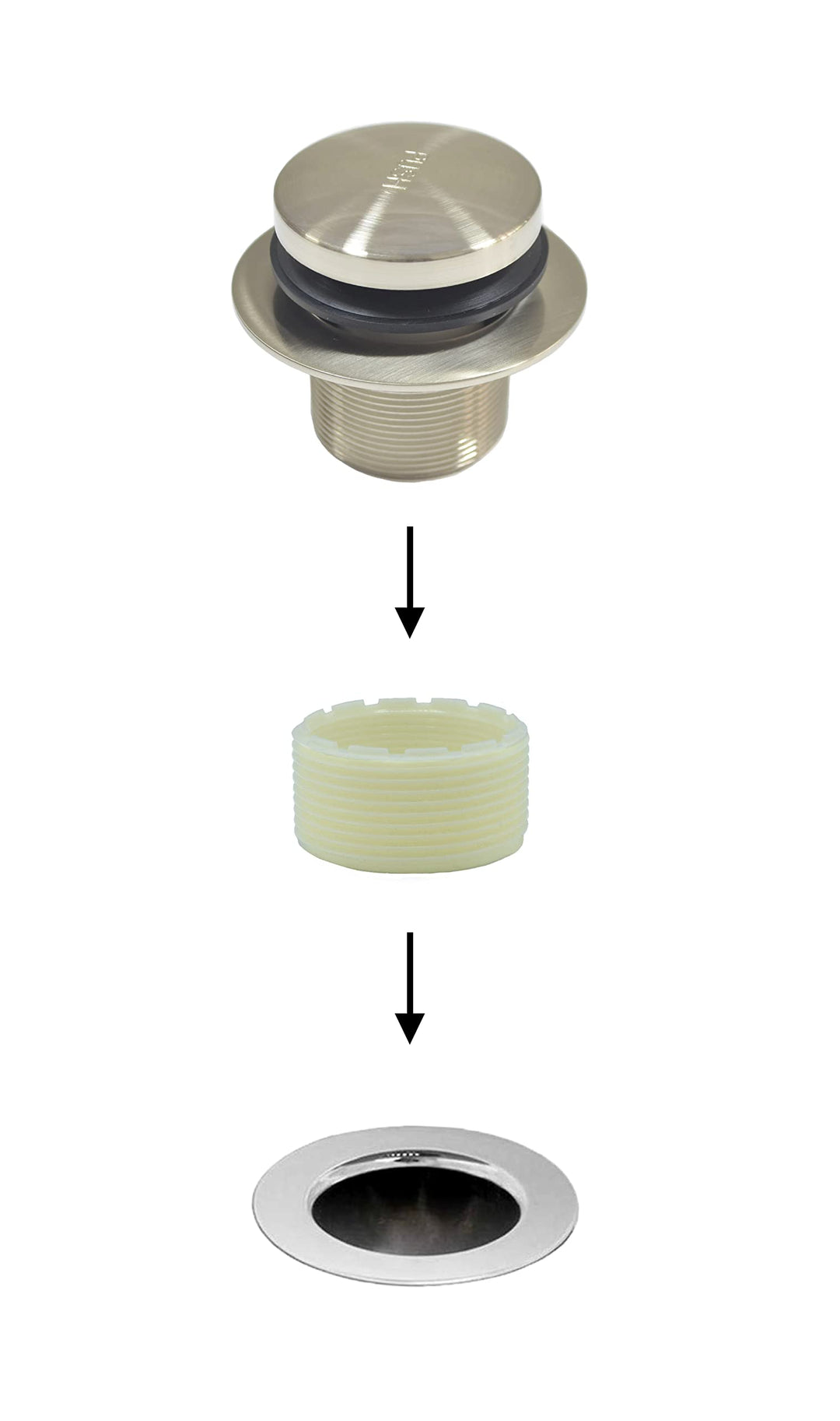 Gold-Hao-The-Bathroom Tip-Toe Bathtub Drain Stopper - Durable Pop Up Tub Drain Stopper, Tub Stopper, Bathtub Drain Pop Up Stopper, Easy Installation - Brushed Nickel