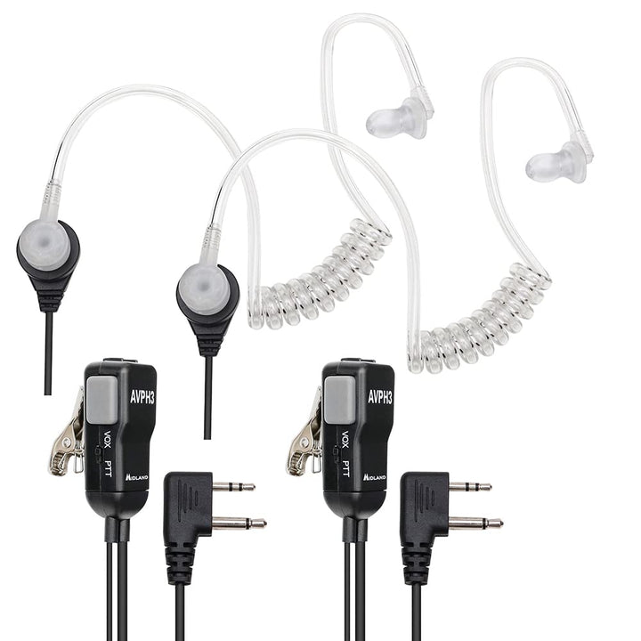 AVPH3 Transparent Security Headsets with PTT/VOX - Pair