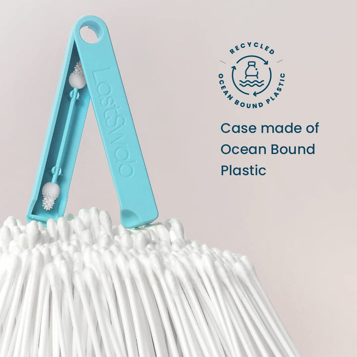 ® Reusable Cotton Safety Swabs for Baby Ear Cleaning - The Sustainable and Sanitary Alternative to Single-Use Q Tips - Easy to Clean and Zero Waste - Convenient Travel Case Holder