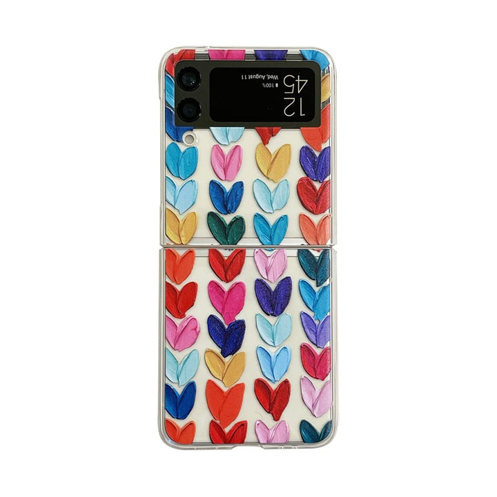 Cute Loving Hearts Clear Hard PC Phone Case for Samsung Galaxy Z Flip 3 Cover Folding Display Fashion Women Girls Skin for Galaxy ZFlip3