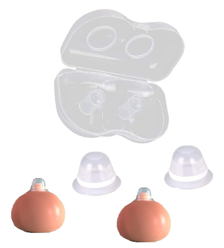 Nipplesuckers Silicone Nipple Corrector for Flat Inverted Nipples for Breastfeeding Mother or Women with Clear Case 1Pair