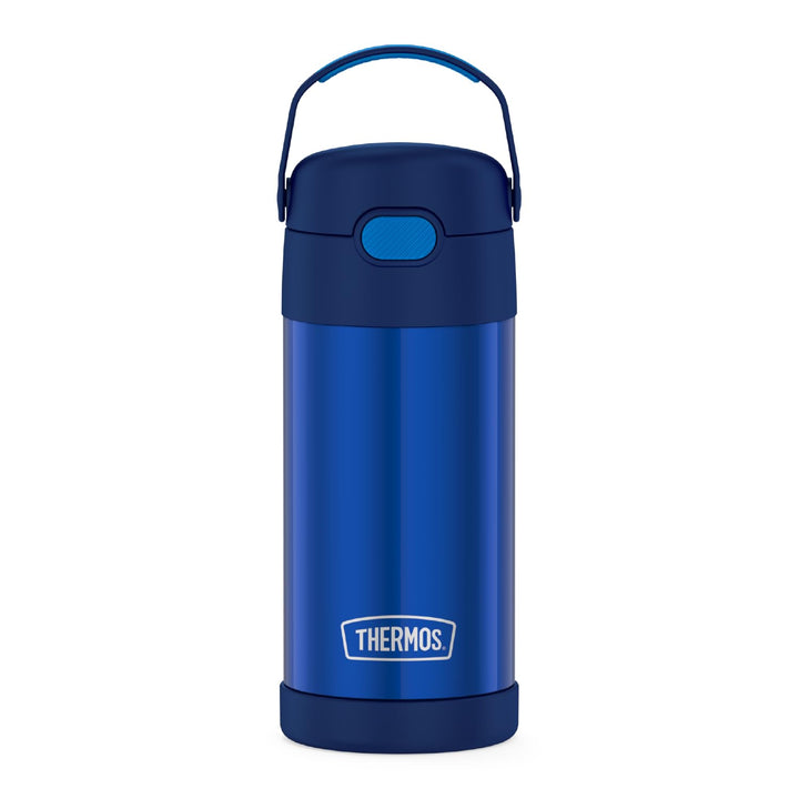 FUNTAINER 12 Ounce Stainless Steel Vacuum Insulated Kids Straw Bottle, Blue