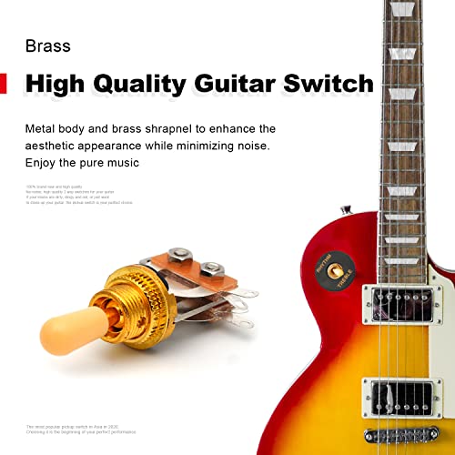 Guitar 3 Way Toggle Switch Position Short Straight Gold Top Gold Knobs for Gibon Epiphone Les Paul Electric Guitar Parts Pickup Selector kit with Plate Rhythm Treble Washer Ring Gold/Black