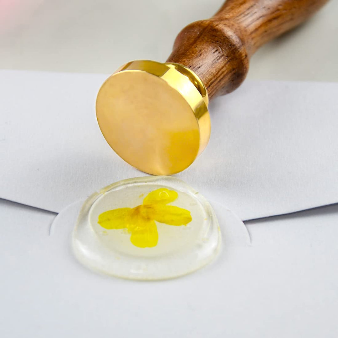 Blank Brass Wax Seal Stamp, Round Metal Stamp Head no Design, Excellent DIY Tools, for Party Invitation Envelope Gift Wrapping Thanksgiving Card - 1 inch in Diameter