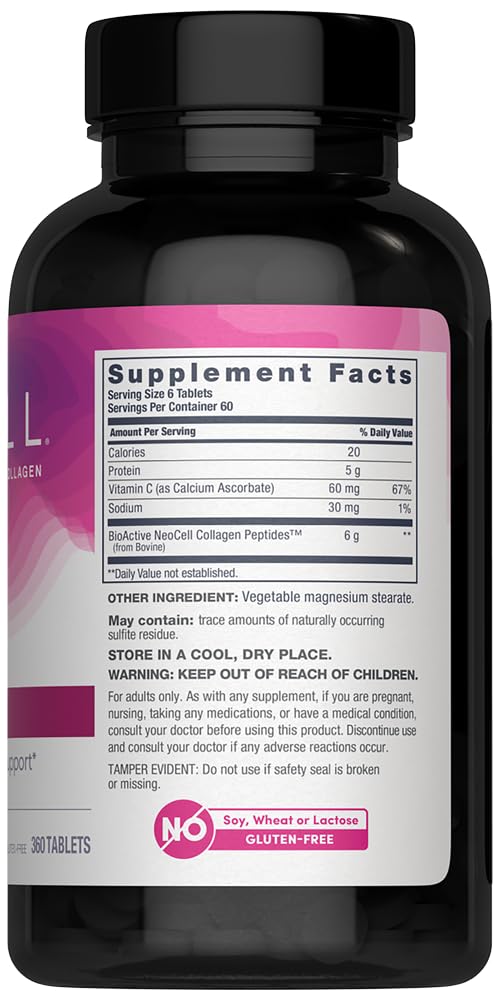 Super Collagen Plus Vitamin C, Skin, Hair and Nails Supplement, Includes Antioxidants, Tablet, 360 Count, 1 Bottle