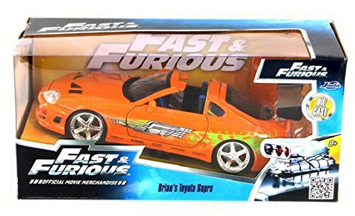 Jada Toys Fast & Furious 1:24 Brian's Toyota Supra Die-cast Car, toys for kids and adults, Orange (97168)