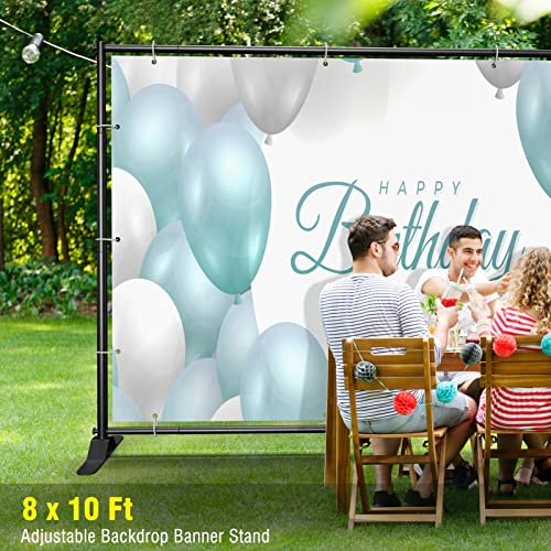 4x7-8x10 FT Extra Thick Backdrop Banner Stand, Heavy Duty Adjustable Step and Repeat Stand for Parties & Photography, Portable Trade Show Photo Booth Background with Carrying Bag