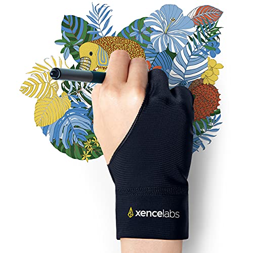 , Artist Glove, Drawing Glove Left Right Hand for Drawing Tablet, 2 Finger Glove for Drawing, Black Size S