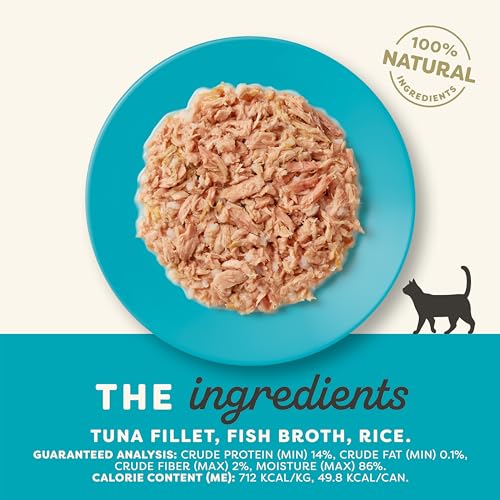 Natural Wet Cat Food, 24 Pack, Limited Ingredient Canned Wet Cat Food, Tuna Fillet in Broth, 2.47oz Cans