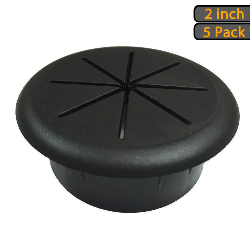 Desk Grommet 2 inch Black, Flexible Cable Grommet, 2 inch Grommet 5 Pack, Desk Hole Cover for Cables