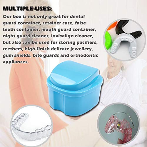 Denture Case, Denture Cup with Strainer and Lid Retainer Cleaning Soaking Cup - Denture Bath Box False Teeth Storage Box with Basket Net Container Holder for Travel