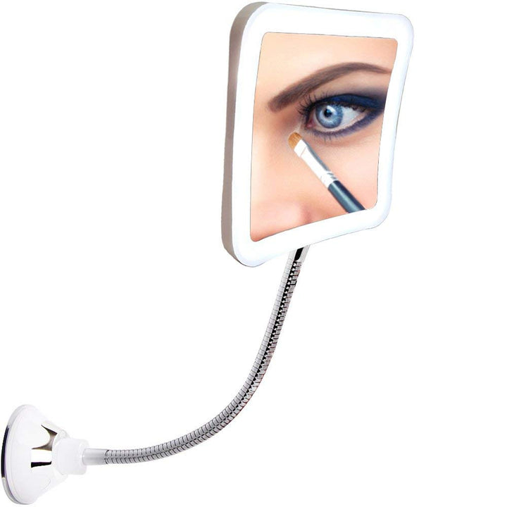 Makeup Mirror with LED Lights and Magnification, Portable Cordless Design Suction Cup Mirror for Home and Travel with Flexible Gooseneck to Adjust to Any Position Easily
