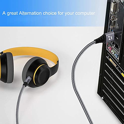 6 FT USB to 3.5mm Audio Jack Adapter,USB 2.0 to 3.5mm AUX Stereo Audio Cord,Compatibility with Laptop, Speaker, Support Windows,Not Applicable to Charging and MP3, Truck, TV USB Ports (6FT, Grey)