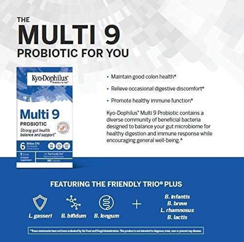 Kyo-Dophilus Multi 9 Probiotic, for Strong Gut Health Balance and Support, 90 Capsules Total