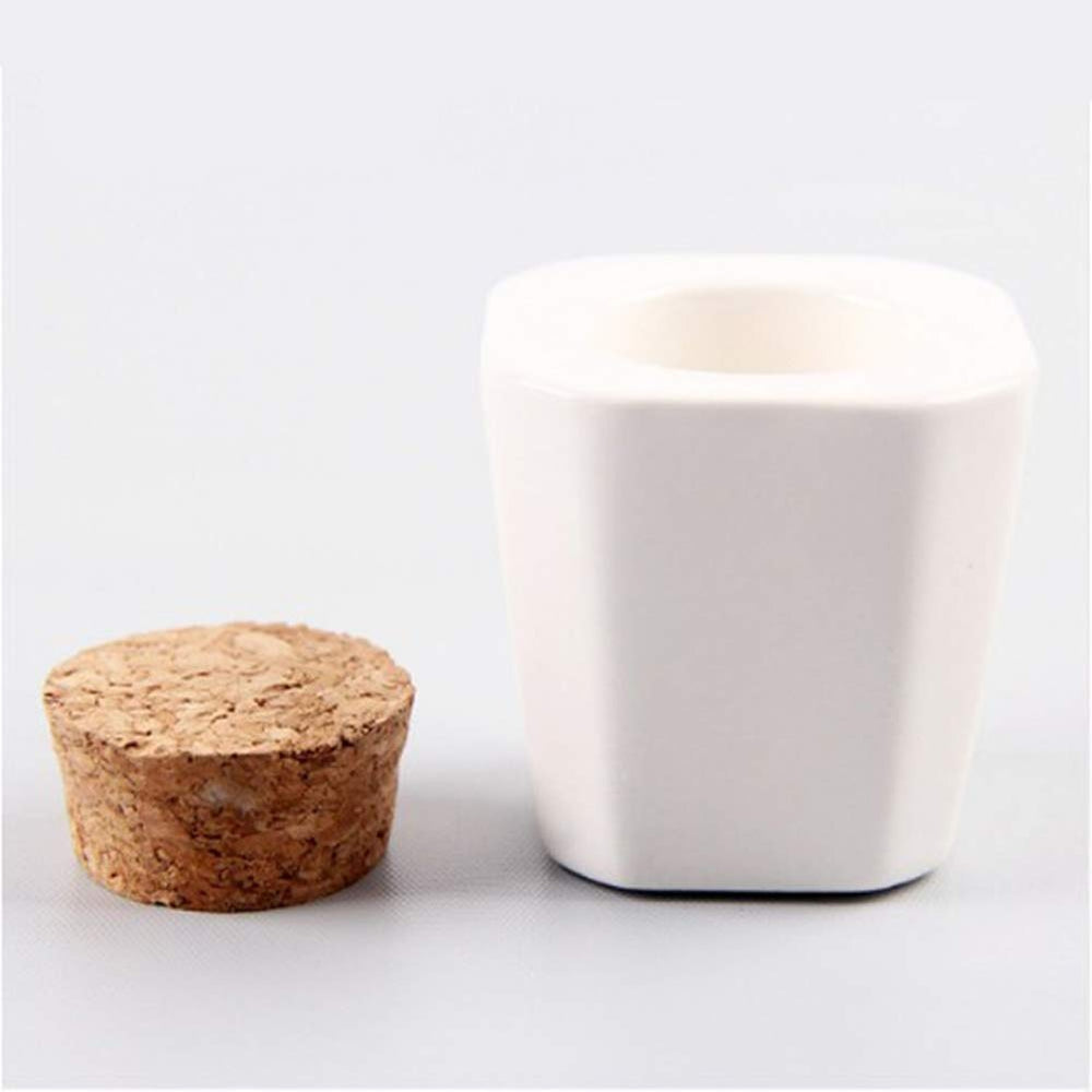 1PC Ceramic Nail Art Acrylic Dappen Dish Cup with Cork Stopper Liquid Powder Bottle Container Case Beauty Tools for Mixing Acrylic Powder Liquid Nail Art Tools,White