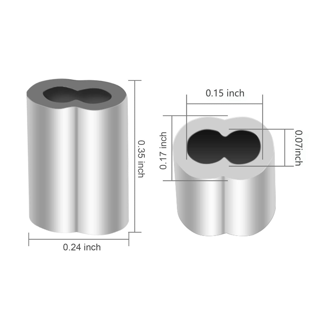 200 Pcs Aluminum Crimping Loop Sleeve 1/16, Cable Ferrule Wire Rope Sleeves Loop Sleeve (200 Pcs)