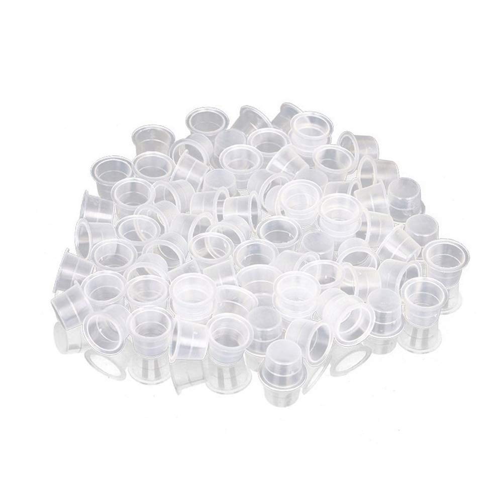 L: Filfeel 100Pcs/Set Tattoo Ink Cap Cup Pot Medium Large Plastic Microblading Pigment Accessories Holder For Tattoo Machine, Tattoo Supplies, Tattoo Needles, Tattoo Kits(L)