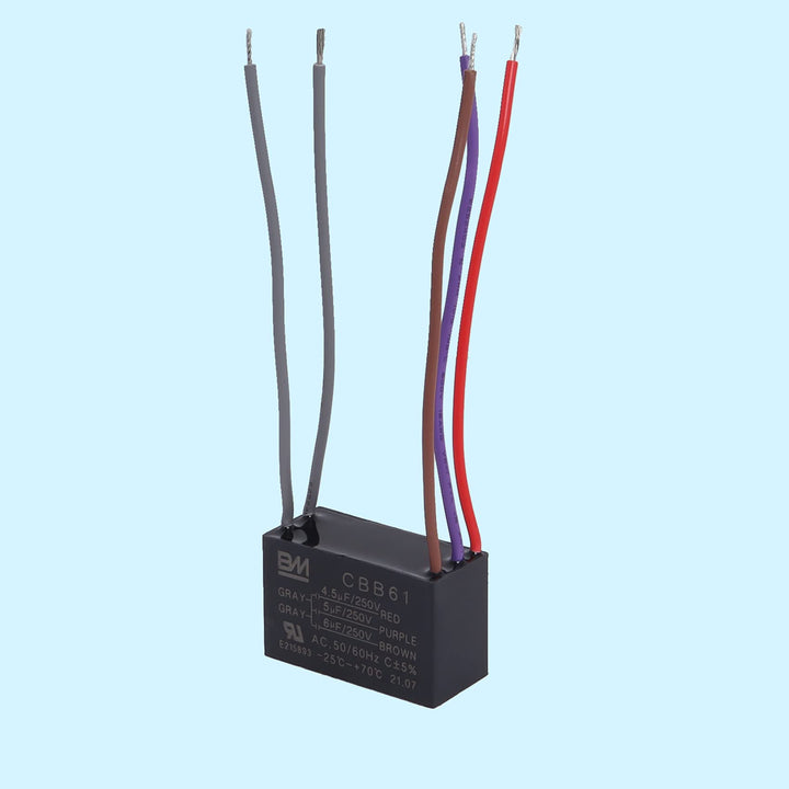 Ceiling Fan Capacitor 5 Wire for Compatible with BM CBB61 250VAC 4.5uf+5uf+6uf 50/60Hz (2 Pack)
