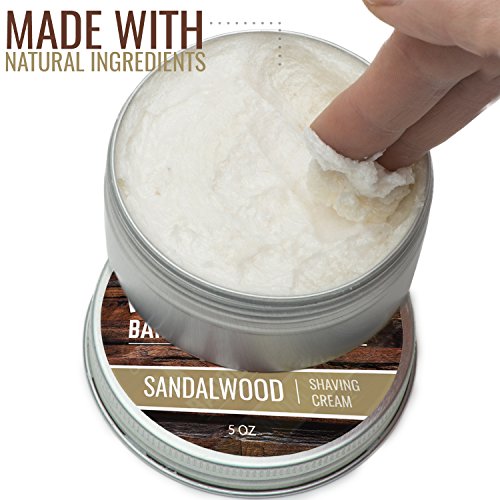 Shaving Cream for Men with Sandalwood Essential Oil - Thick Lather for Traditional and Cartridge Shaving - – 5oz Tin
