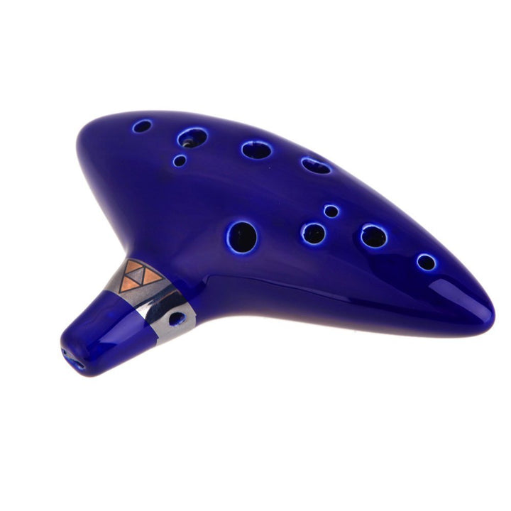 12 Hole Ocarina Alto C Ceramic Ocarina Flute Musical Instrument with Song Book (Neck Strap Cord with Random Color)- Blue