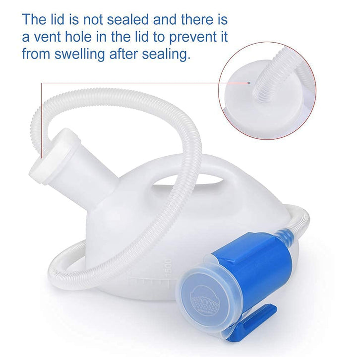 Urinals for Men, 2000ml Urine Bottle for Men, Male Portable Pee Bottle, Spill Proof Men's Potty Portable Urinal, 45.2 Long Tube with Lid for Camping Car Travel Bed Emergency Urination Device