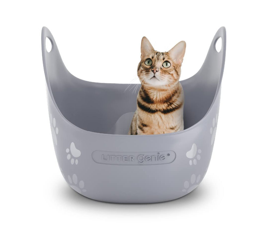 Cat Litter Box | Made with Flexible, Soft Plastic | Features High-Walls and Handles for Privacy and Portability