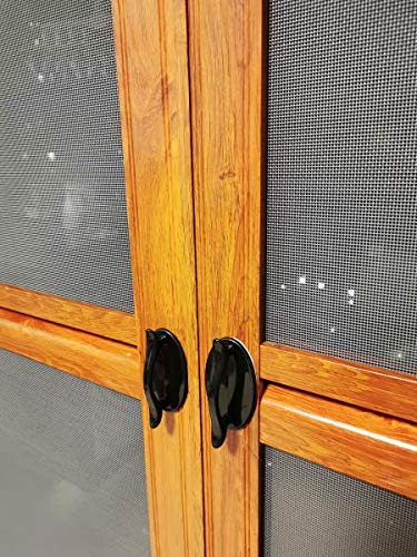4 pcs Black Peel and Stick Pull for Mirrored Door, Self-Stick on Handles for Drawer, Drill Free Stick on Knobs for Cabinet