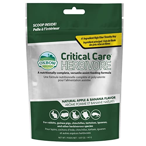 Critical Care Herbivore, Emergency Guinea Pig Food, Rabbit Food for Recovery, Natural Apple Banana Flavor, Veterinary Formula, Critical Care for Guinea Pig Emergency Kit, 141 Grams