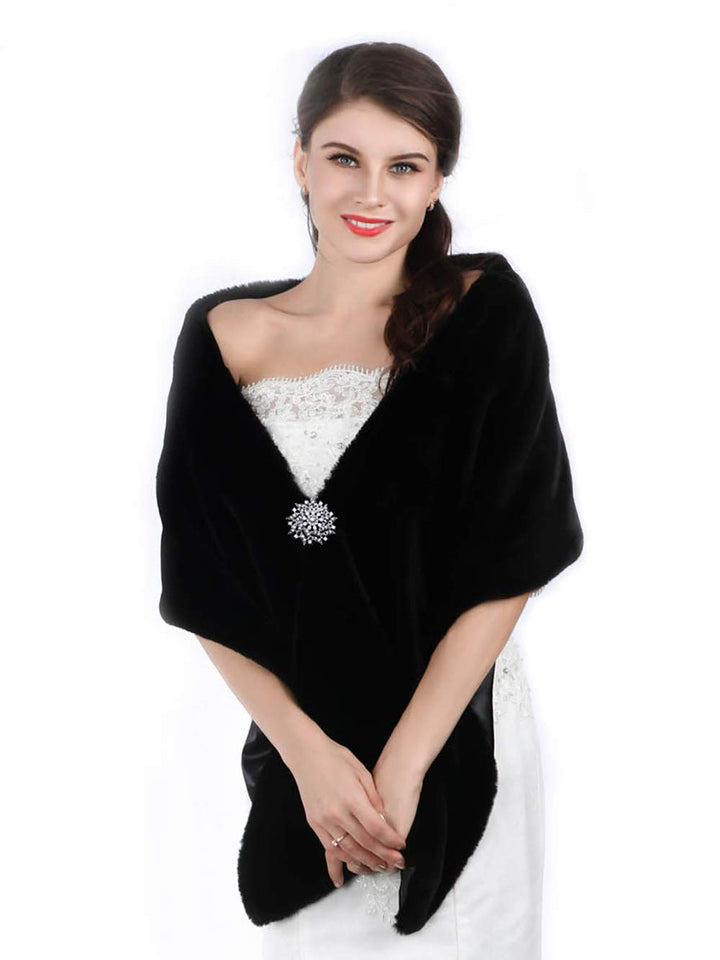 Long Wedding Faux Fur Wraps and Shawls Wedding Bridal Stole for Brides and Bridesmaids