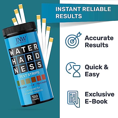 Water Hardness Test Kit - Quick and Accurate Water Hardness Test Strips - Hard Water Test Kit with eBook - Ultimate Test Kit for Water Hardness - 150 Water Softener Test Strips