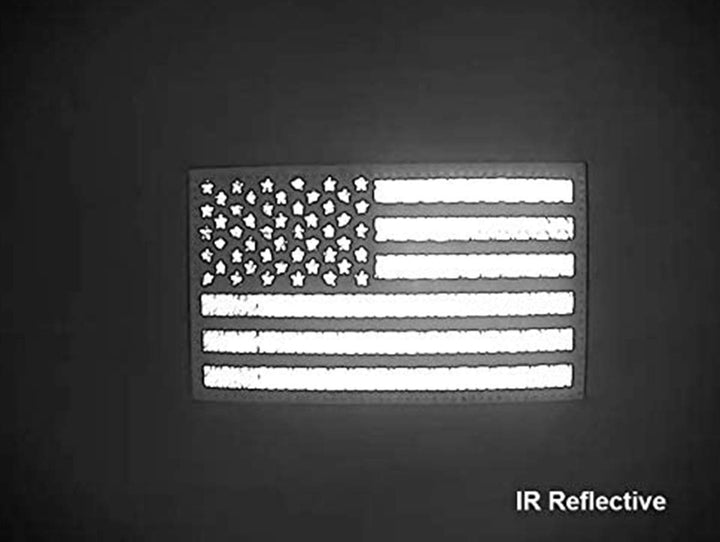 2x3.5 Infrared IR US USA American Flag Patch Tactical Vest Patch Hook-Fastener Backing (Black)