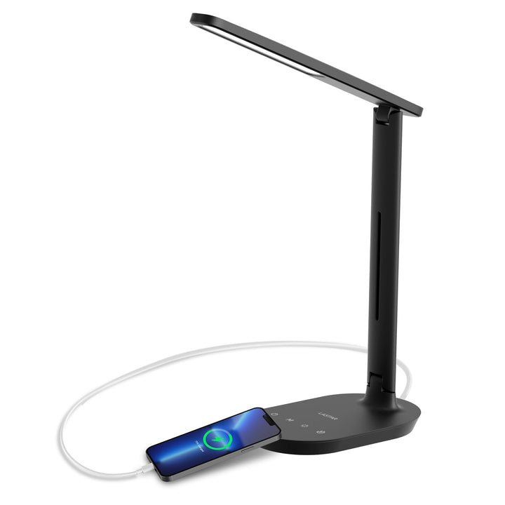 Desk Lamp, Dimmable Eye-Protecting Table Lamps with Night Light, USB Charging Port, 4 Color Temperature Modes, 5 Brightness Levels, 1H Timer, Touch Control for Home Office Bedroom