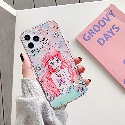 iPhone 13 Pro Max 6.7 Ariel Princess Case, Cute Cartoon TPU Clear Protective Cover for Girls & Women