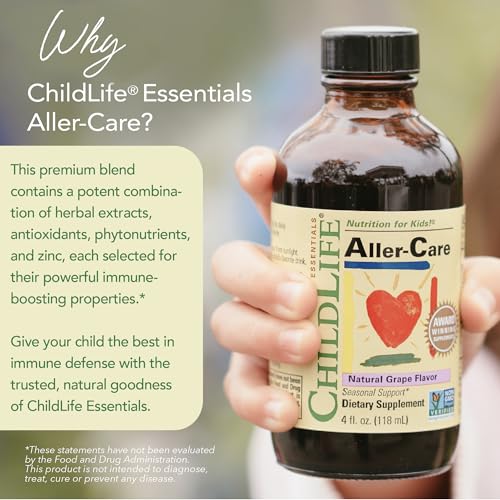 Aller-Care - Natural Grape Relief for Kids & Toddlers, Seasonal Support with Elderberry, Bromelain, Vitamin C - Immune Boosting Formula, 4 Fl Oz