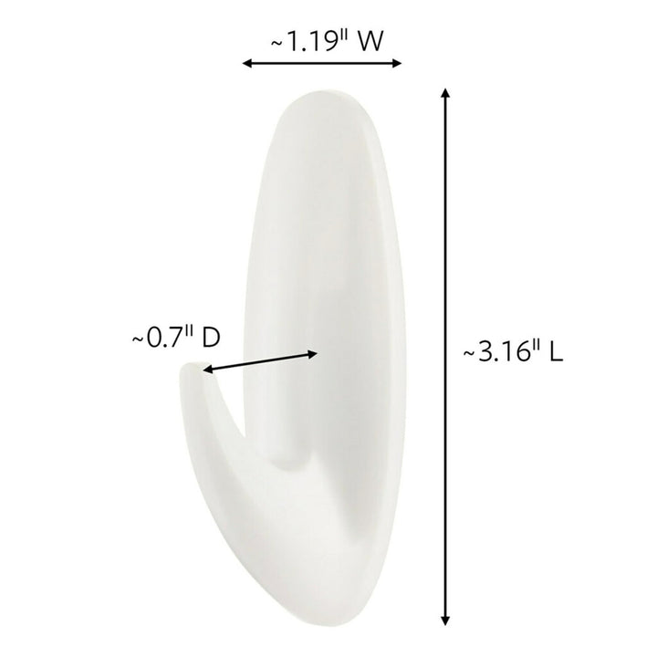 Medium Designer Hooks, Damage Free Hanging Wall Hooks with Adhesive Strips, No Tools Wall Hooks for Hanging Decorations in Living Spaces, 9 White Hooks and 12 Strips